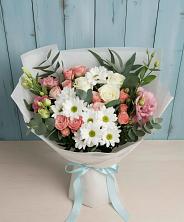 Букет цветов из:  Розы, Лизиантусы и Хризантемы в Славгороде