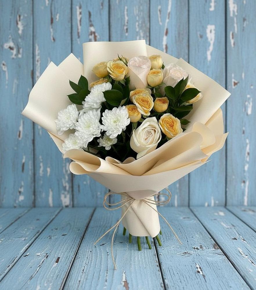 Букет цветов из: Розы и Хризантемы в Славгороде