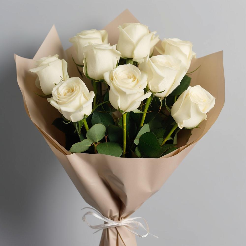 Букет 9 Белых роз Эдлесс Лав в Славгороде