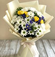 Букет цветов из:  Ирисы, Хризантемы и Розы #REPLACE_PRED# Славгороде