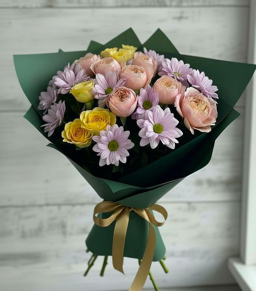 Букет цветов из: Хризантемы и Розы в Славгороде