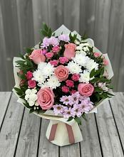 Букет цветов из:  Альстромерии, Гвоздики, Розы и Хризантемы в Славгороде