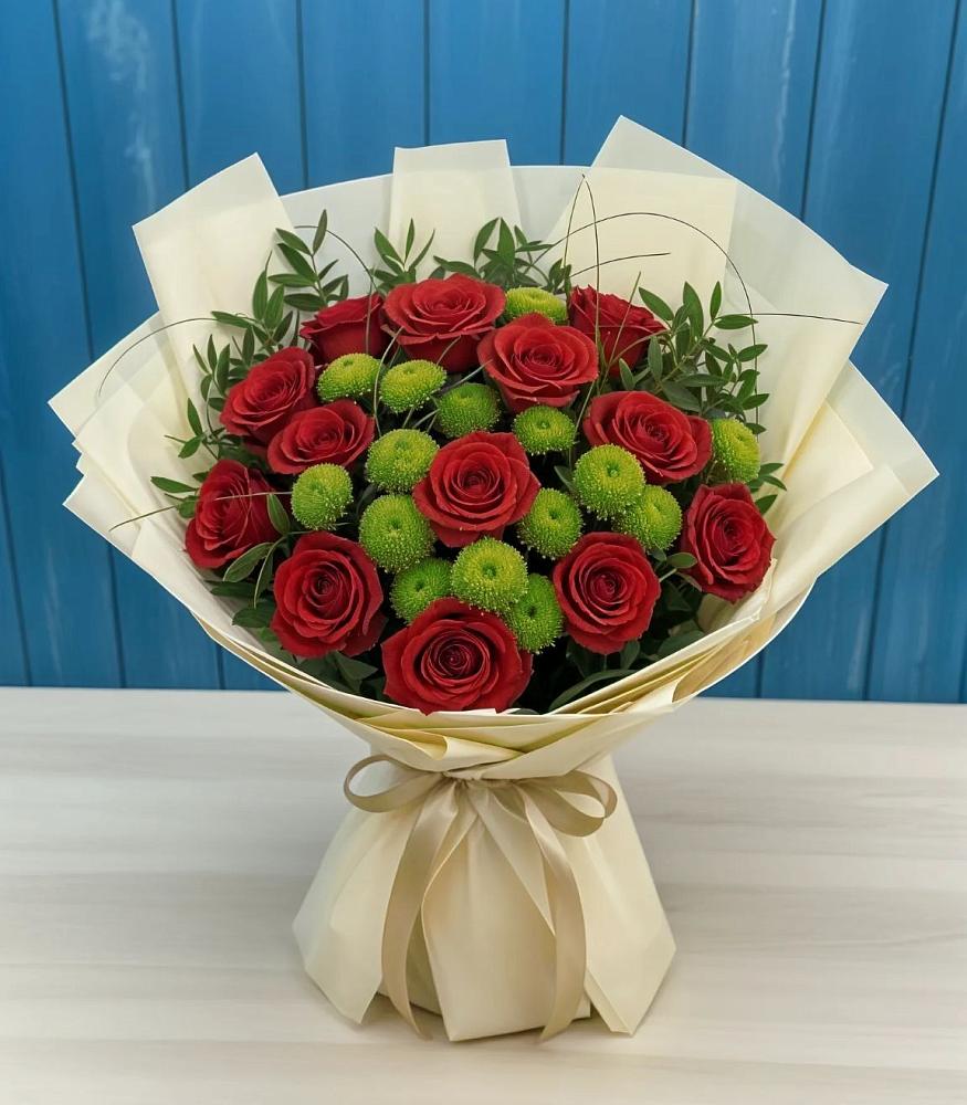 Букет цветов из: Розы и Хризантемы в Славгороде