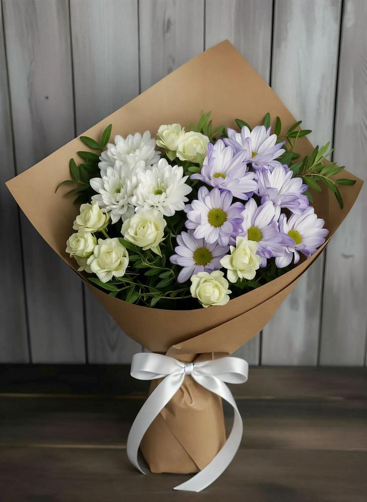Букет цветов из: Хризантемы и Розы в Славгороде